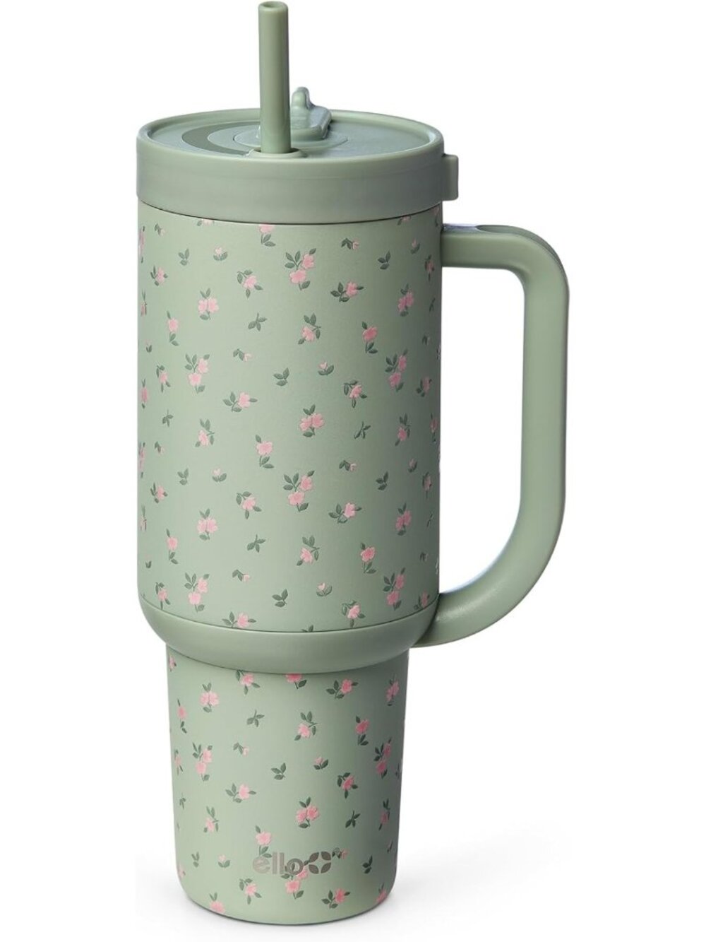 Insulated 40oz Stainless Steel Tumbler with Straw - Floral Design, Travel Mug